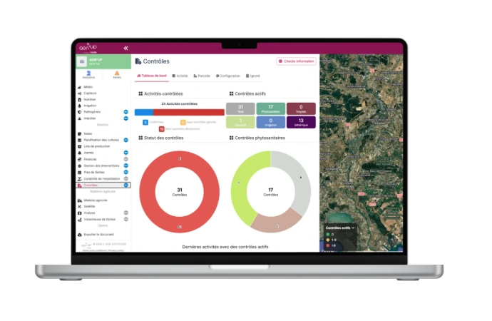 Module de contrôle réglementaire AGRI'UP pour la vérification des interventions agricoles.